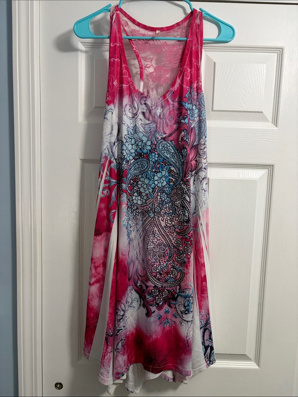 India Boutique One Size Pink & Blue Paisley Midi Dress